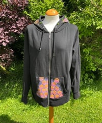 Image 2 of Upcycled Black Hoodie With Handpainted Hexagon Splatter