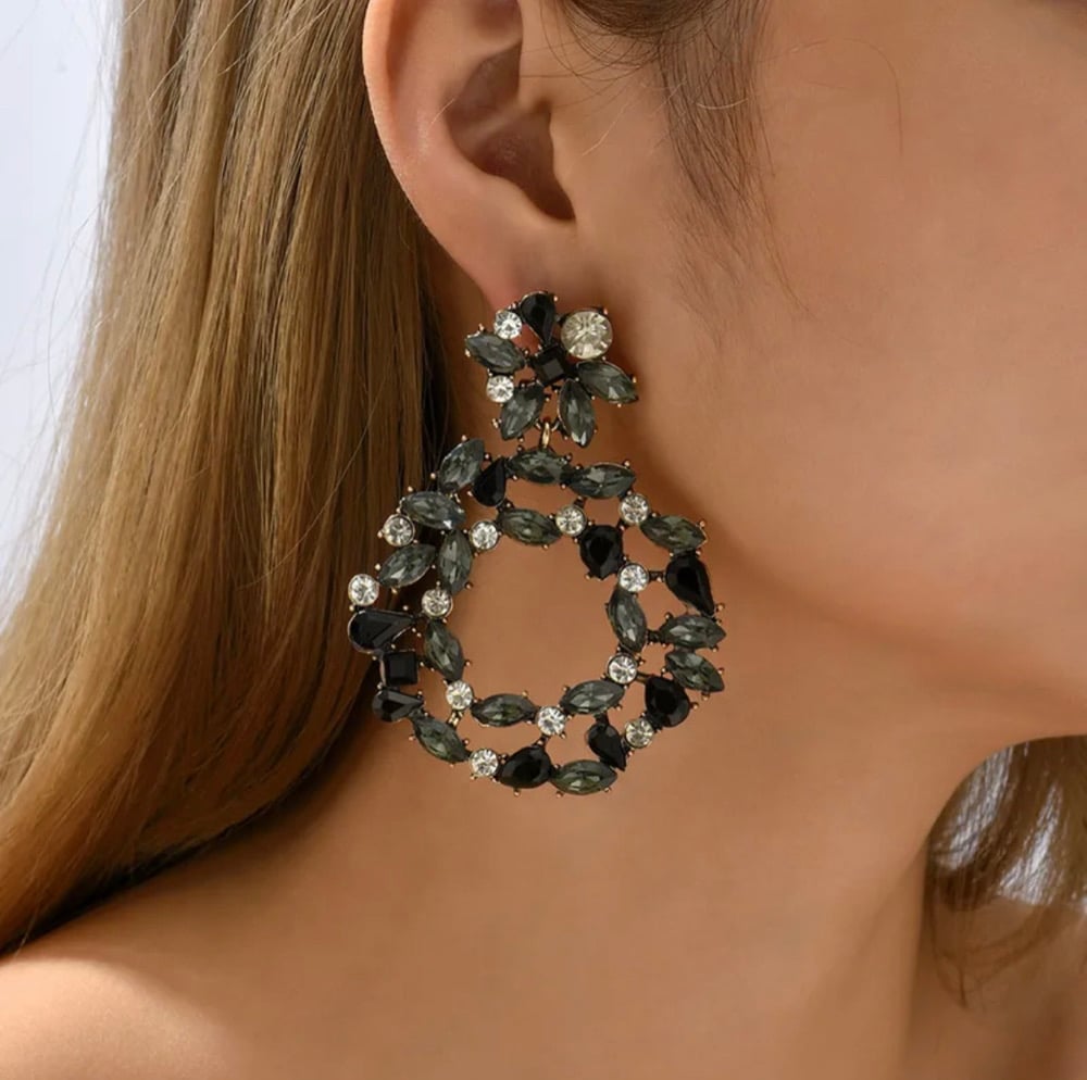 Image of Elgant Round Plating Inlay Rhinestone Drop Earrings