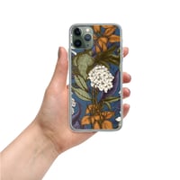 Image 4 of Art Nouveau Inspired Blue, Orange and White Boho Hippie Floral Sketch Clear Case for iPhone®