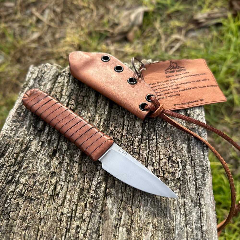 Image of 65mm neck knife 52100 leather