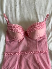 Image 3 of Vintage Y2K pink and red detailing polka dot babydoll cami 