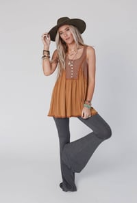 Image 1 of Cher Solid Raw Edge Flares -  Charcoal