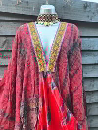 Image 8 of Wanderlust maxi dress Sari tie dye RED upto 18 uk