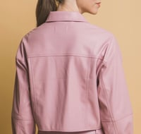 Image 4 of Faux Leather Cropped Shacket -ships Friday 