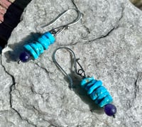 Image 5 of Turquoise & Amethyst Stacker Earrings 