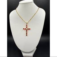 Image 1 of Red Crystals Cross Necklace 