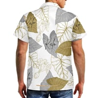 Image 5 of Men's Pique Kalo in White Print Collard Shirt