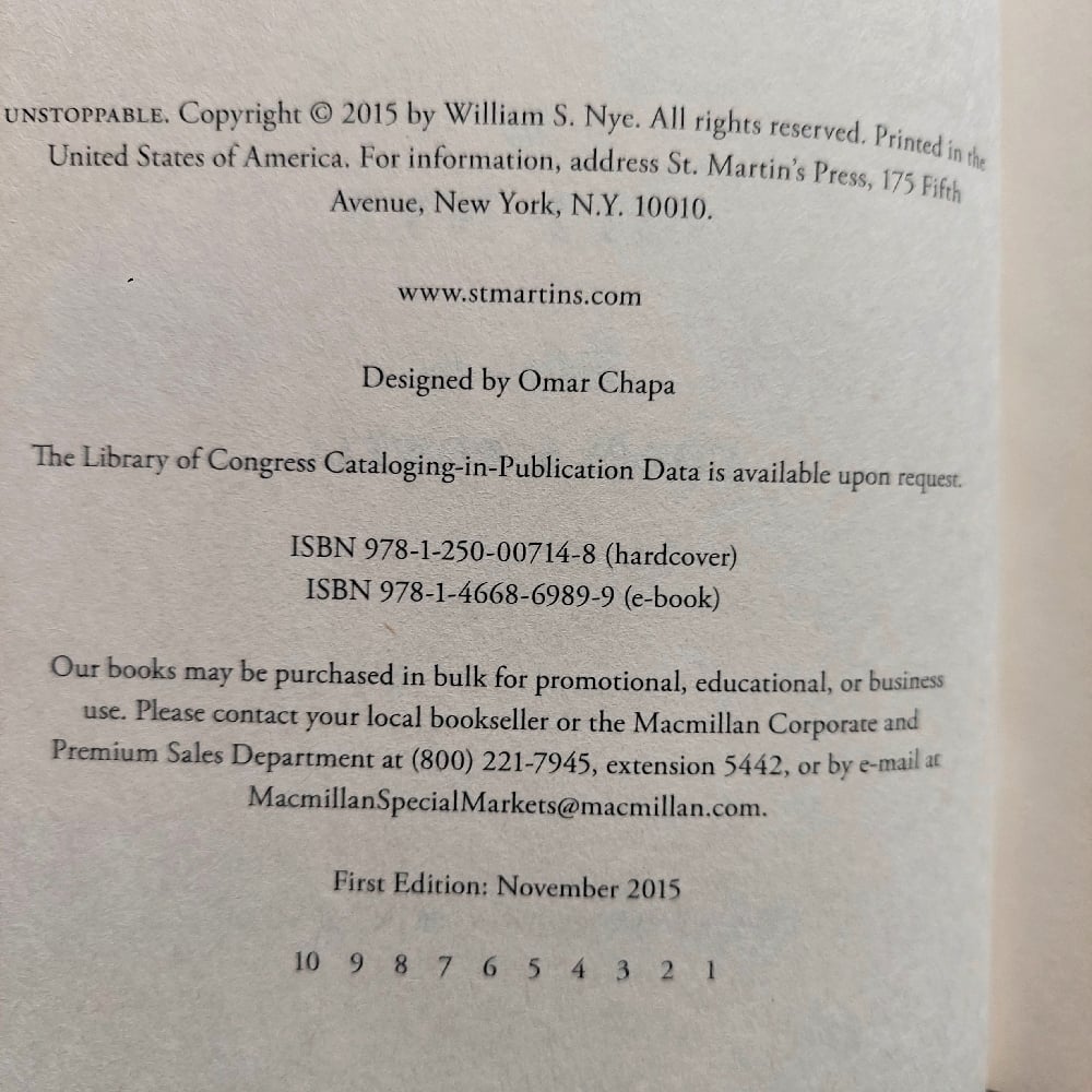 Unstoppable: Harnessing Science to Change the World, by Bill Nye - SIGNED