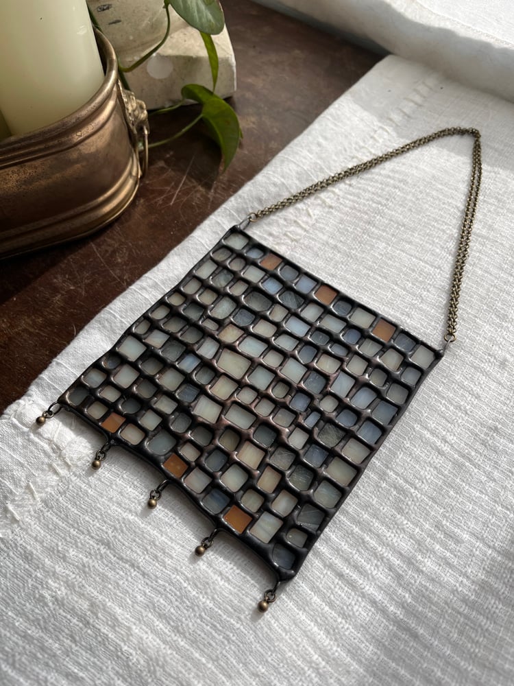 Image of Blue / gold square tapestry 