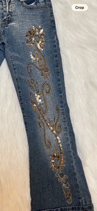 Image 5 of Girls 7 - Y2K Embroidered Bootcut Jeans 