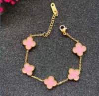 Image 3 of Luxury Gold Plated Lucky Charm 4 Leaf Clover Bracelet