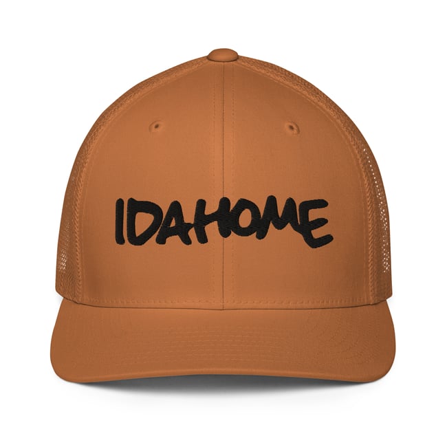 IDAHOME Groovy Flexfit 3d Puff Embroidered Closed-back trucker cap in Copper