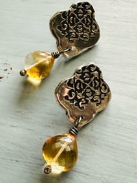 Image 8 of sterling silver post earrings with faceted citrine gemstones