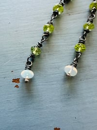 Image 6 of opal tourmaline and peridot dangle earrings