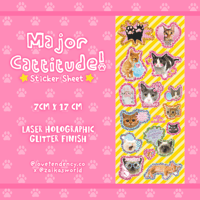 Major Cattitude Glitter Sticker Sheet