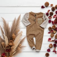Image 1 of Newborn boys romper Federico | camel and beige