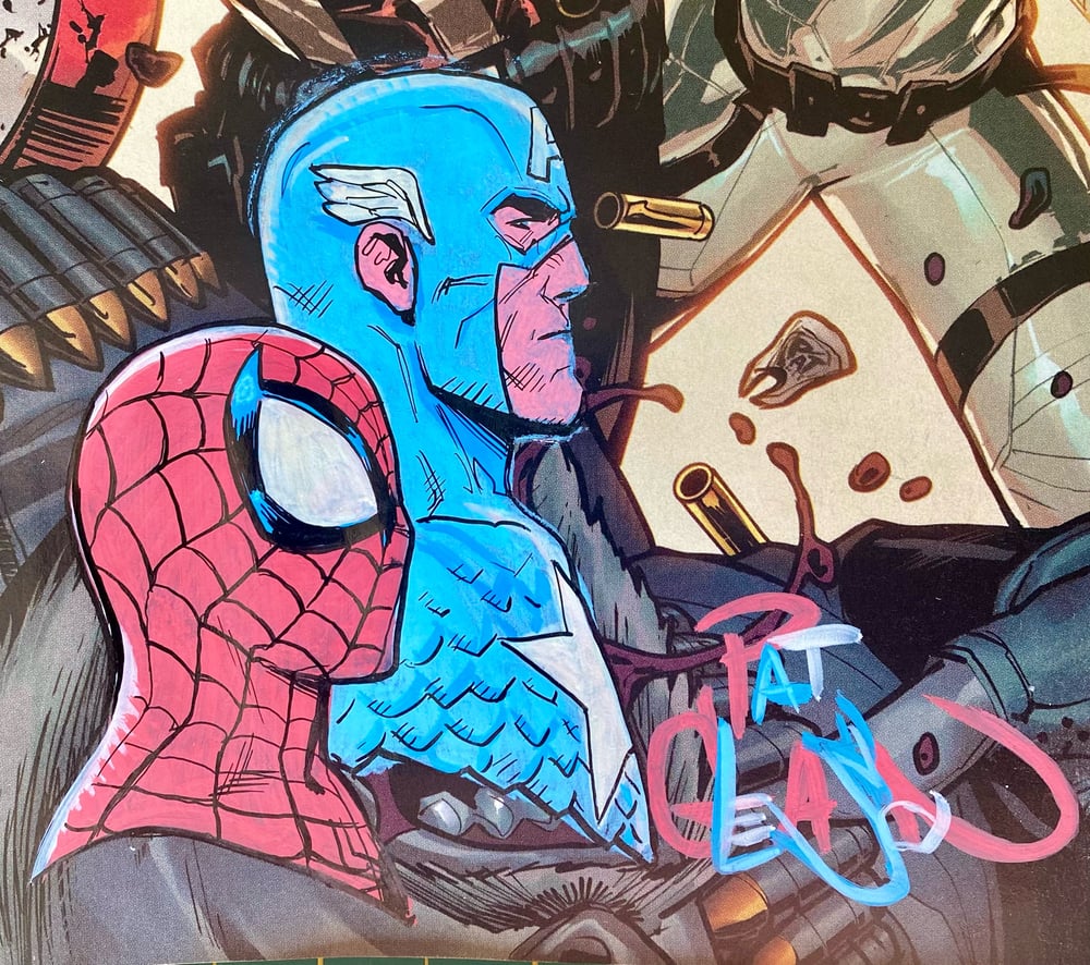 Image of 2X SPIDEY AND CAP TEAM-UP!  Gleason Remarque 