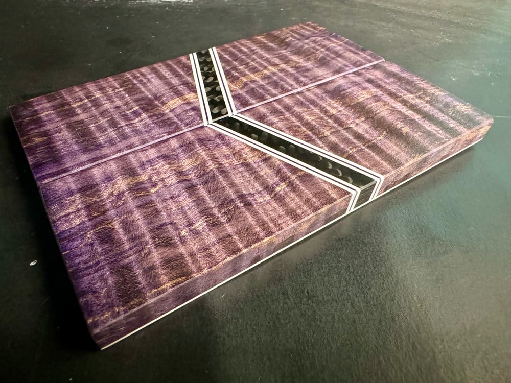 Image of Purple Curly Maple Segmented Knife Scales