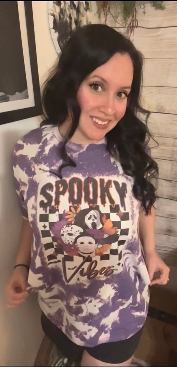 Image of Spooky Vibes Acid Wash Horror Tee