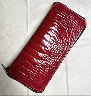 Image of Red Glazed Alligator Travel Zip Wallet