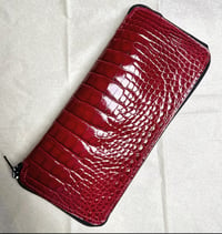 Image 2 of Red Glazed Alligator Travel Zip Wallet