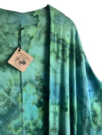 Image 4 of Medium Woven Duster Kimono in Verdant Watercolor Ice Dye