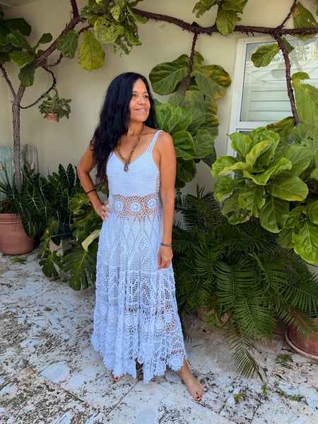 Image of White Crochet Dress