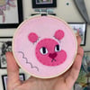 Pink Lion Embroidery Hoop
