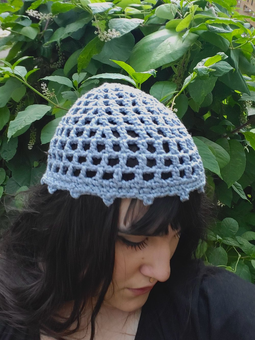 Image of Sky Blue Picot Skullcap