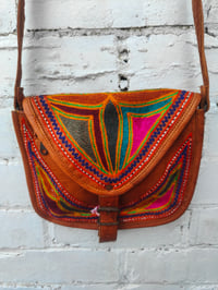 Image 1 of Leather Saddle Bag with embroidery