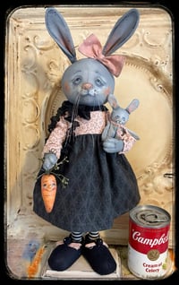 Image 3 of Beth Ann Bunny Doll Rabbit folk art fabric 