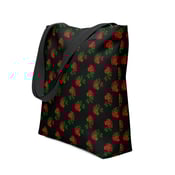 Image of red roses black Tote bag