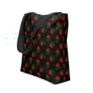 Image of red roses black Tote bag