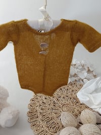 Image 2 of Photo prop | Baby boy bodysuit for photo shoot | Jess | 0-3 months | mustard
