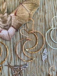 Image 4 of Large Hammered Crescent Moon Earrings