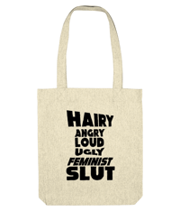 Image 1 of hairy, angry, loud, ugly, feminist slut - tote bag 