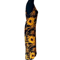 Image 7 of Vintage Black and Yellow Tropical Floral Print Maxi Dress with Spaghetti Straps - Size L 