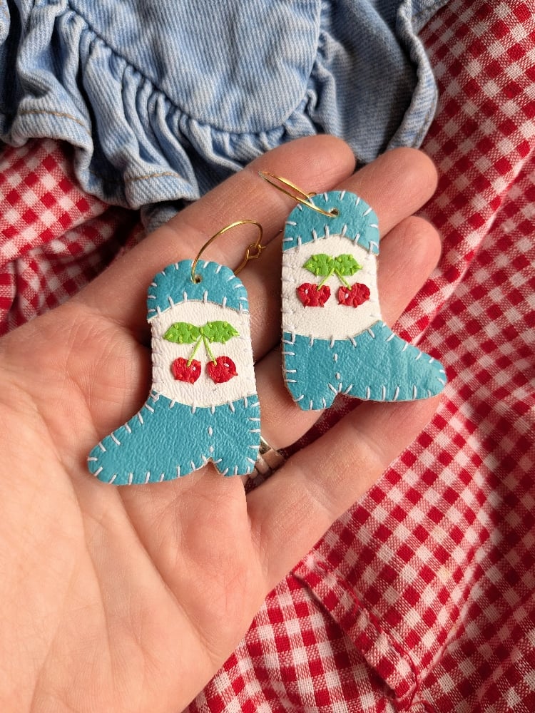 Image of Cherry Cowboy Boot Earrings