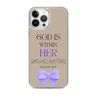 Image 4 of Psalm 46:5 God is Within Her She Will Not Fail Brown & Purple Case