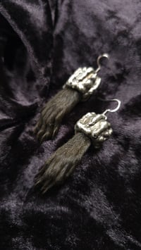 Image 1 of Black squirrel paw earrings