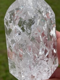 Image 3 of Crackle Quartz Crystal Point With Rainbows #1452