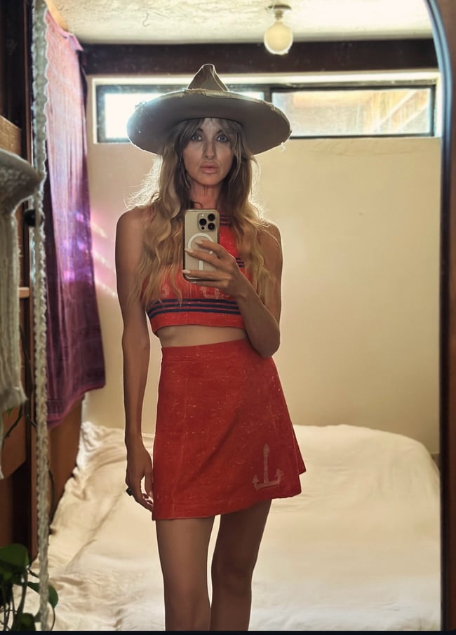 late 60s Italian knit sailor anchor 2 piece skirt set Neiman Marcus