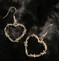 Image 4 of Barb Wire Heart Earrings