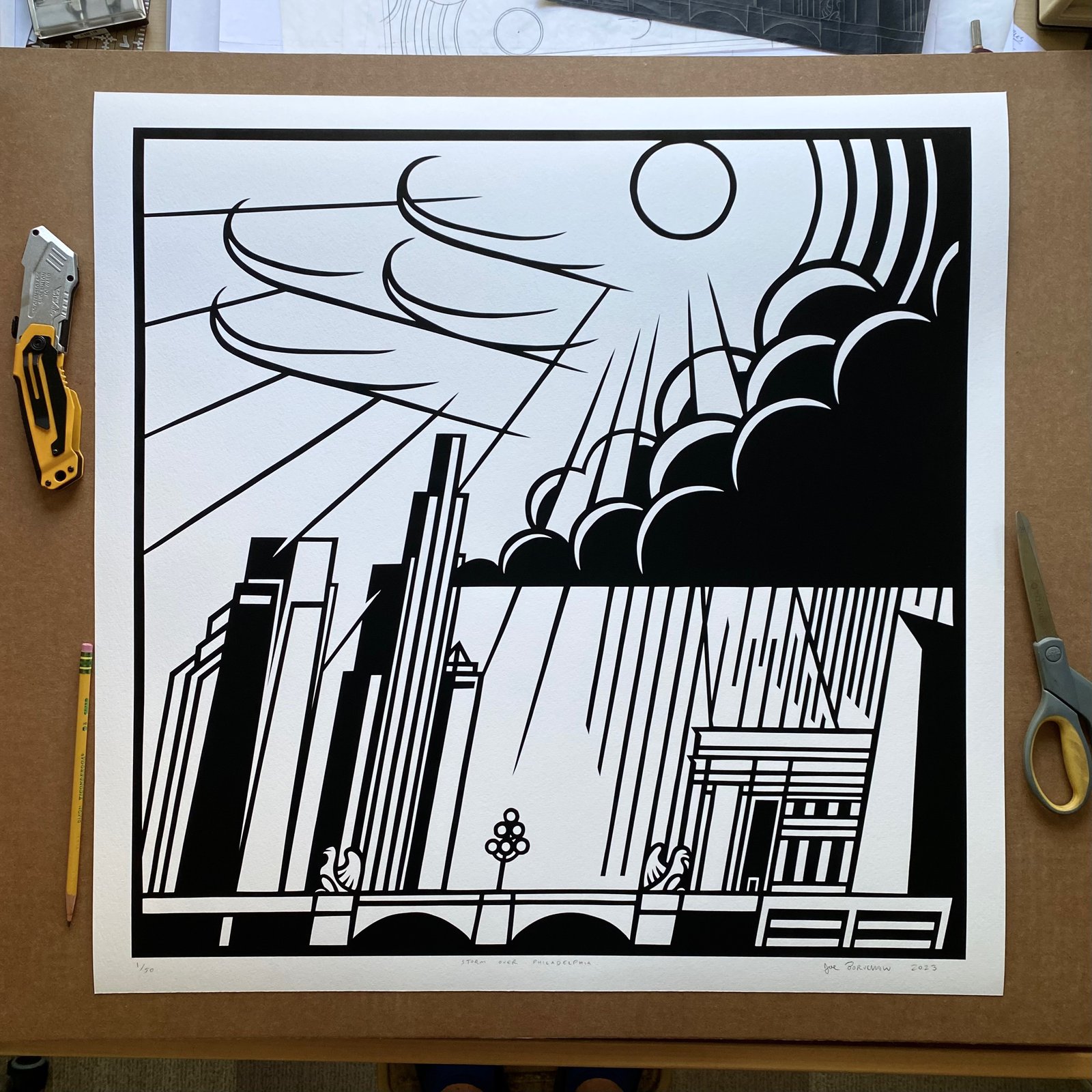 Storm Over Philadelphia 24x24 Fine Art Print PICK UP ONLY Joe Boruchow