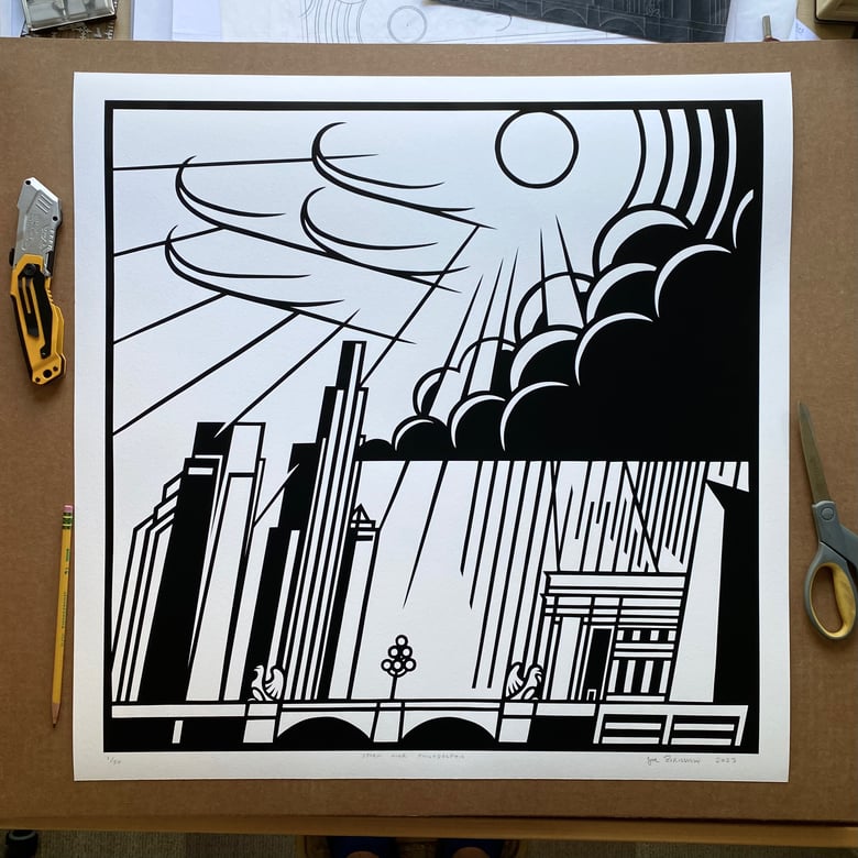 Image of Storm Over Philadelphia 24x24 Fine Art Print - PICK UP ONLY