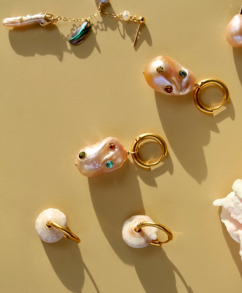 Image of Disco pearl hoops