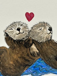 Image 1 of Two Loving Otters (A5)