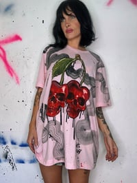 Image 3 of “HARDCORE CHERRIES” CUSTOM PAINTED T-SHIRT XL