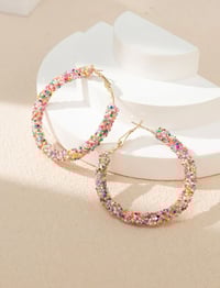 Image 1 of Sequin Colorful Hoop Earrings 