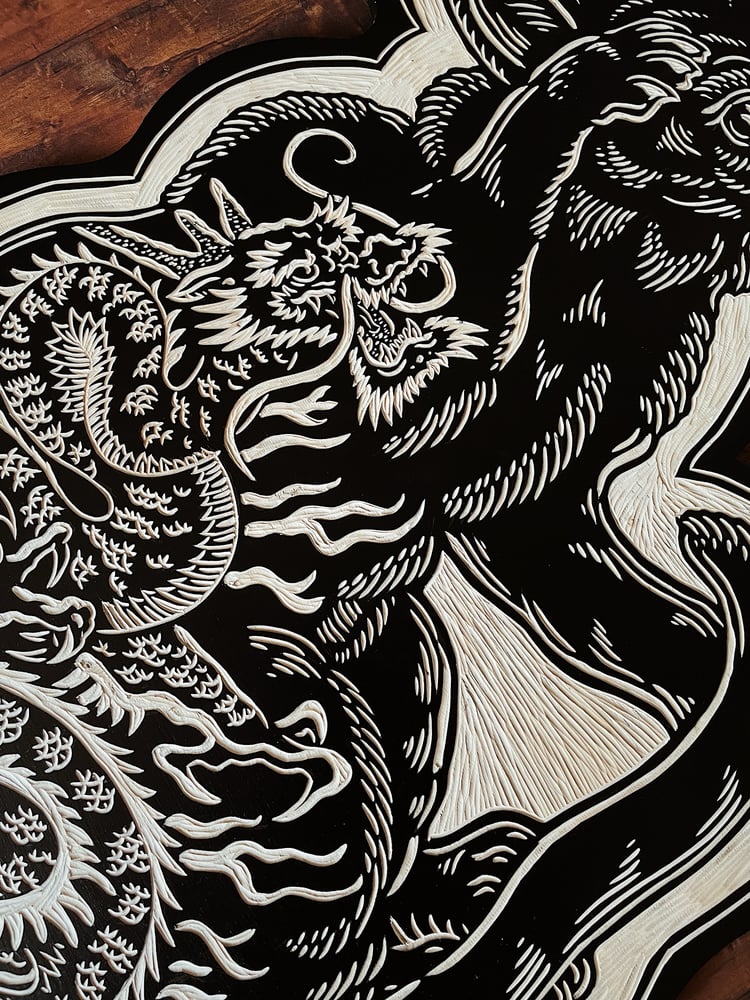 Image of Tattooed Cat Woodcut 